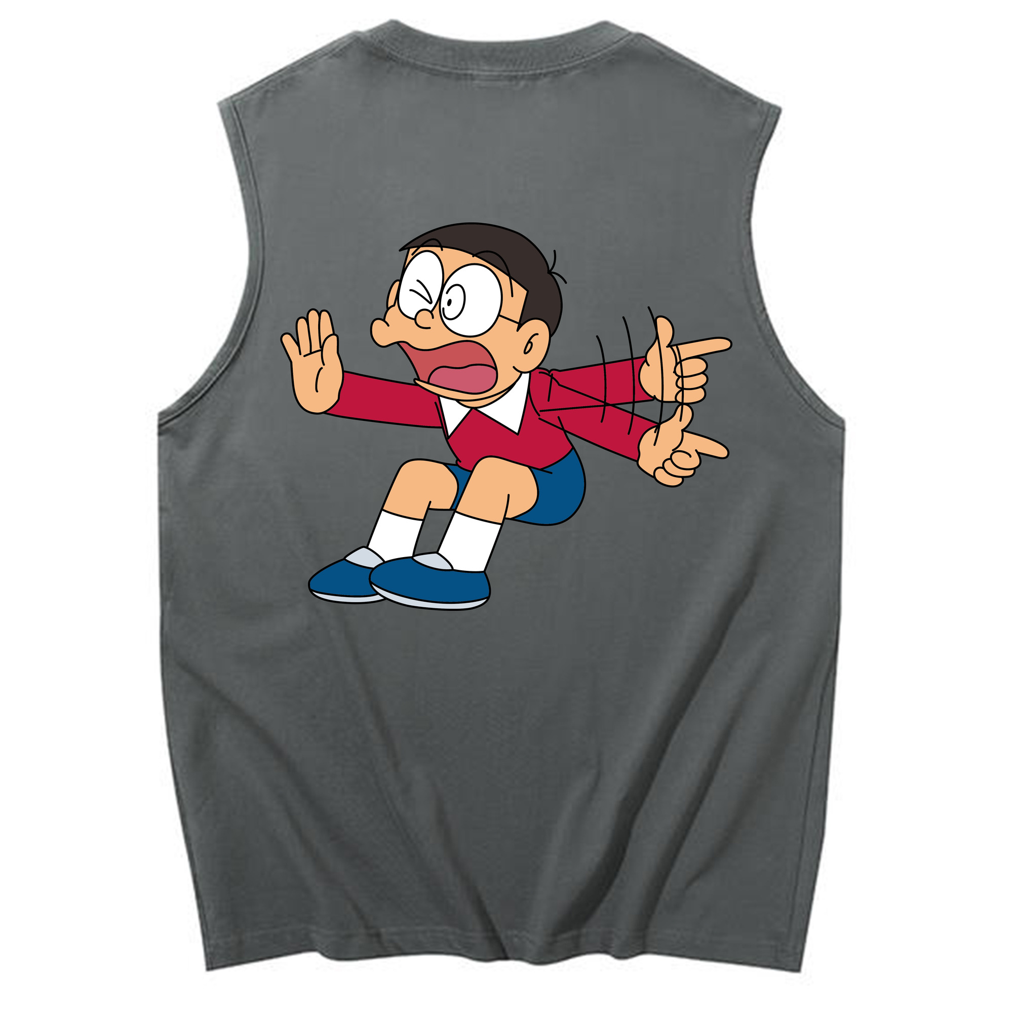 （画像用） ドラえもん 野比 のび太 Doraemon Nobita Nobi コットン100％タンクトップ（背面プリント）
